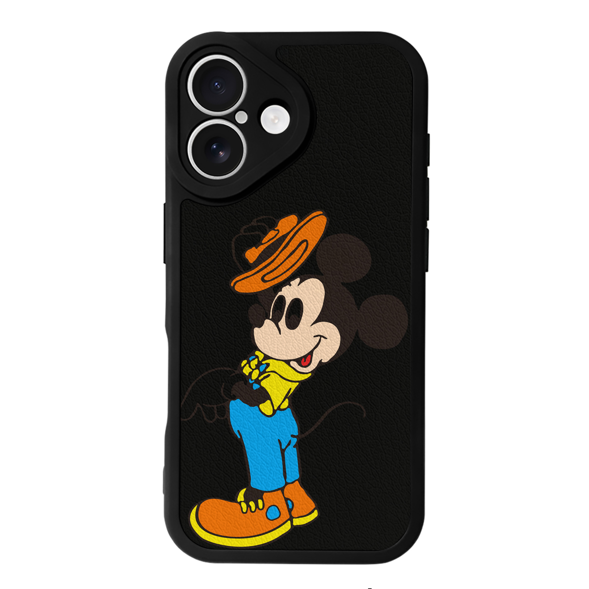 （画像用） ミッキーマウス Mickey Mouse 【iPhone 16シリーズ対応】シリコンスマホケース（レザー調） 材質：シリコン